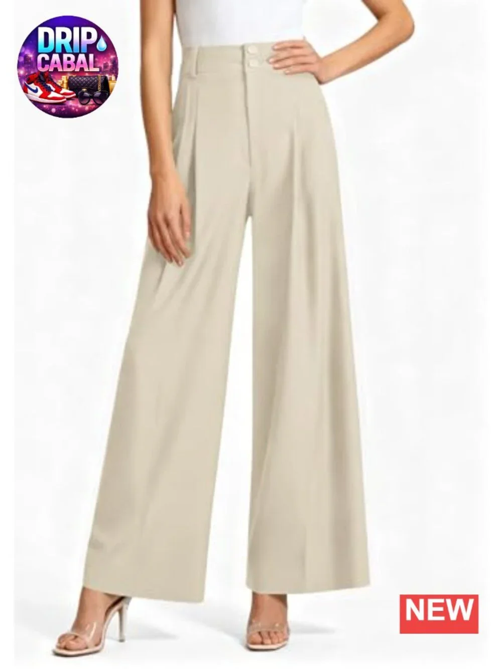 High Waisted Wide Leg Palazzo Dress Pants with Pockets for Women